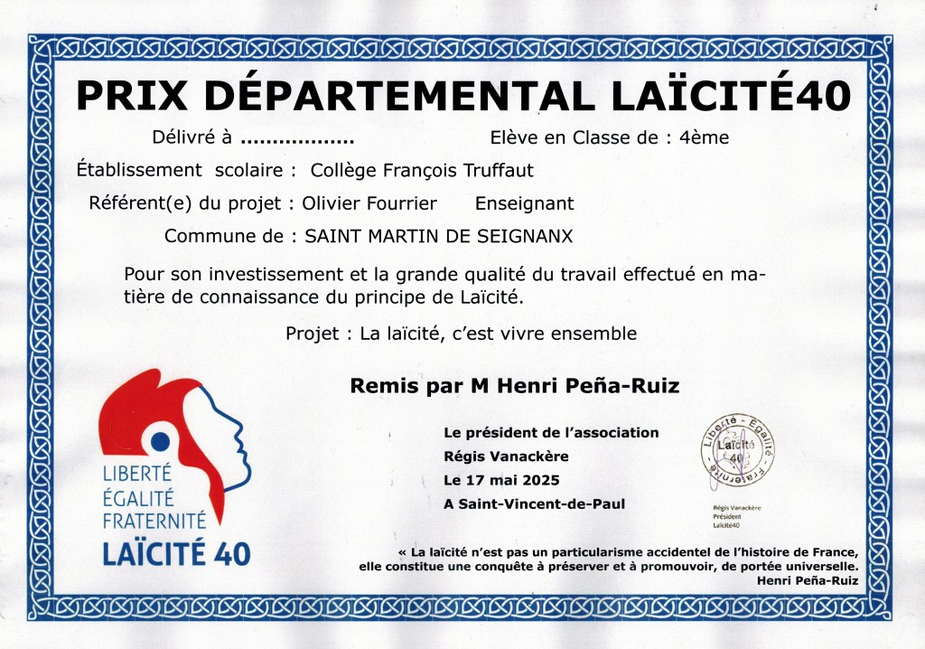 Concours Laïcité 40