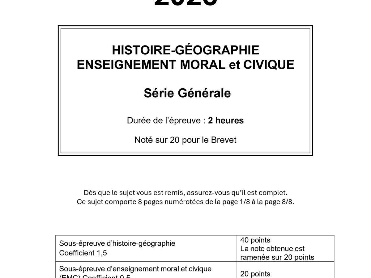 Brevet blanc 6 – Session 2026