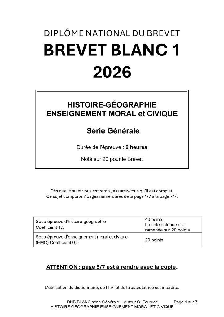 BREVET BLANC 1 avec corrigé