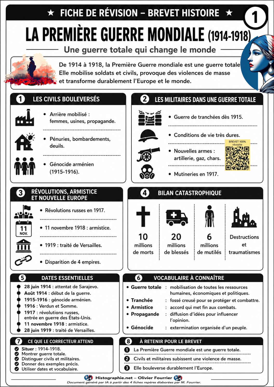 Fiche histoire condensée Brevet 2026 numéro 1