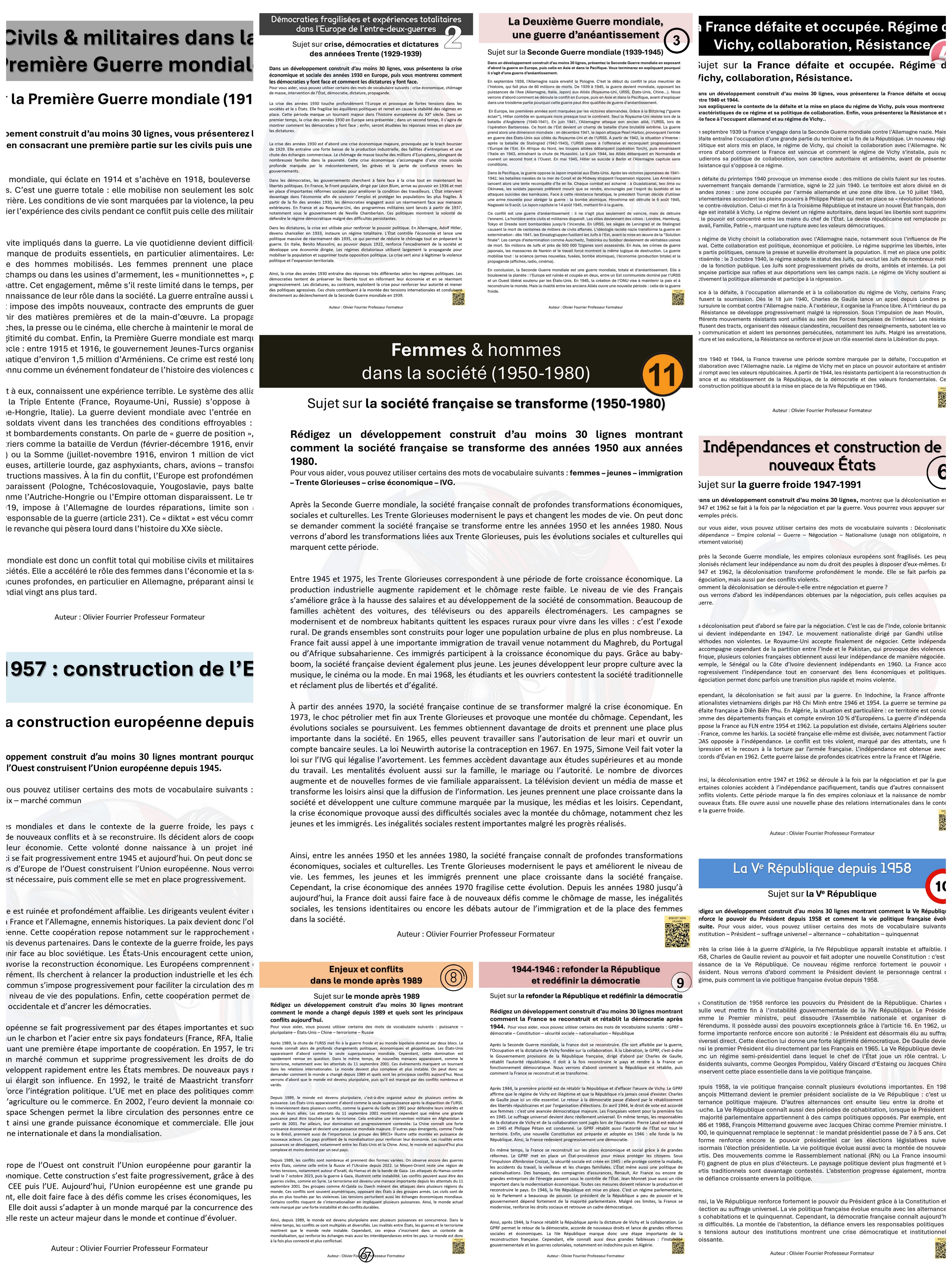 Kit de révision histoire - développements construits